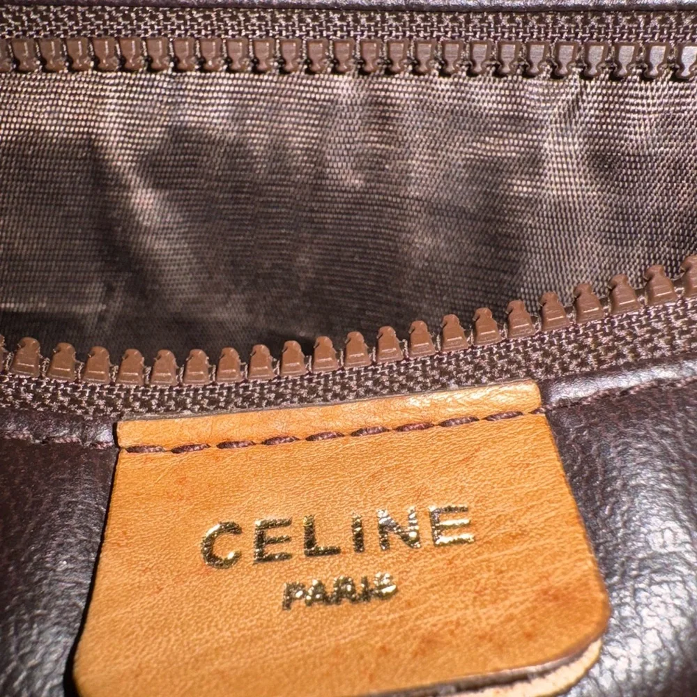Authentic Vintage Celine Macadam Boston BagTriomphe Canvas Leather Italy Entrupy - Picture 8 of 13